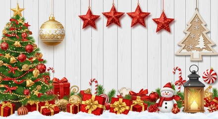 Marry Christmas And Happy New Year Background