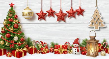Marry Christmas And Happy New Year Background