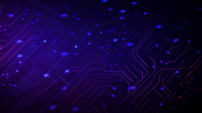 Dynamic digital circuit board glows with vibrant blue and pink energy, representing future technology and data flow, ideal for tech presentations and futuristic themes.