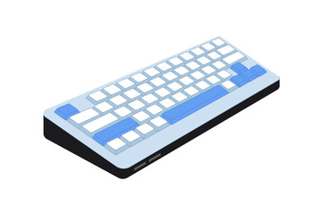 Mechanical Keyboard and Computer Accessory. A detailed flat illustration of a modern mechanical keyboard, highlighting computer accessories, input devices, and professional technology used in offices 