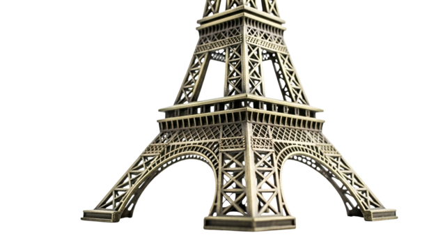 Detailed miniature replica of a famous iron lattice tower structure against a dark background
