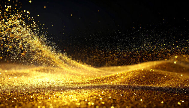 Dark brown with small particles gathered into light waves golden yellow shadows.