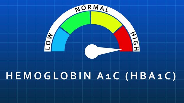 Hemoglobin A1c Level Meter Showing Normal Levels On A Blue Grid Background hba1c gauge