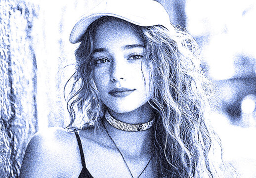 Black And Blue Halftone Print Texture Photo Effect