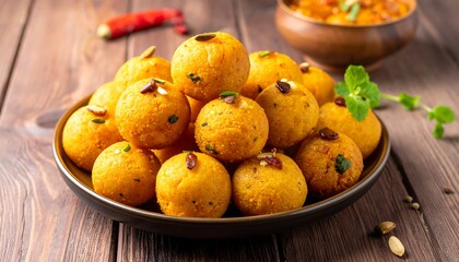 Delicious Indian Sweet Laddoos Served on a Plate.