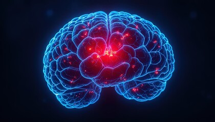 Vibrant brain activity with glowing neural connections for science and medical visualizations, conveying innovation and neurological research breakthroughs