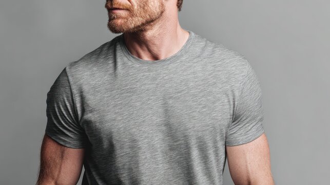Man in gray t shirt close up