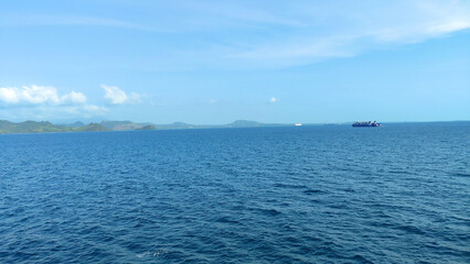 beautiful view of the tropical beach of Pahawang Island, Lampung. Landscape in the highland natural park. Panoramic view by the sea.