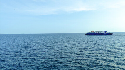 beautiful view of the tropical beach of Pahawang Island, Lampung. Landscape in the highland natural park. Panoramic view by the sea.
