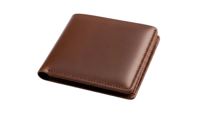 High quality brown leather bifold accessory shown against a deep black background