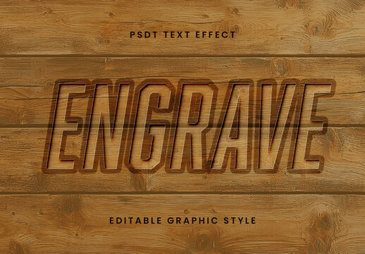 Brown And Beige Wooden Engraver Text Effect Rustic Wood Font