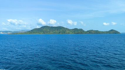 beautiful view of the tropical beach of Pahawang Island, Lampung. Landscape in the highland natural park. Panoramic view by the sea.