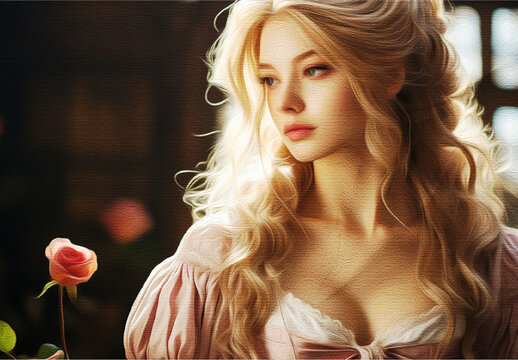 Pink And Peach Oil Paint Photo Effect