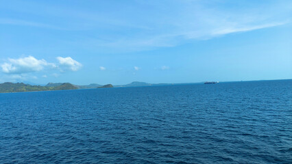 beautiful view of the tropical beach of Pahawang Island, Lampung. Landscape in the highland natural park. Panoramic view by the sea.