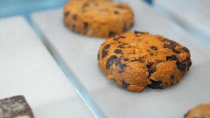 Fresh baked cookies in a cozy dessert shop