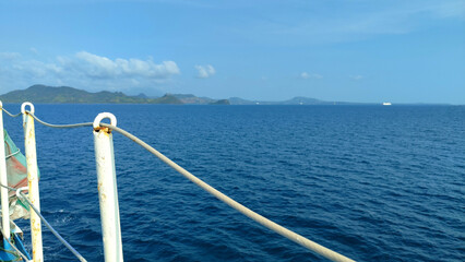 beautiful view of the tropical beach of Pahawang Island, Lampung. Landscape in the highland natural park. Panoramic view by the sea.