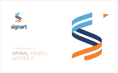 SignArt Logo — Spiral Pencil and Letter S Symbol for Creative Design, Art, and Education Brands