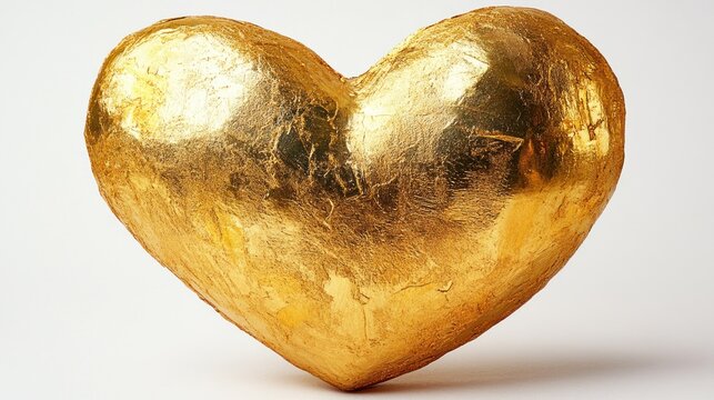 Gold heart shape, textured, smooth