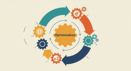 Fototapeta premium Interconnected mechanical gears illustrate a continuous cycle of process refinement