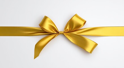 Beautiful golden bow ribbon on clean white background, realistic vector illustration suitable for luxury decoration, festive gift wrapping, elegant branding and modern celebratory events.