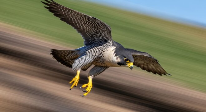 The peregrine falcon flies and searches for its prey. - Powered by Adobe