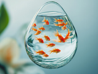 A Floating Water Droplet Containing Tiny Oceanic Organisms