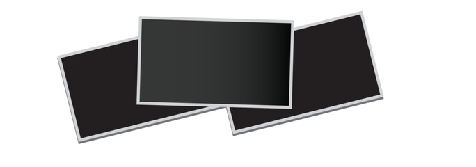 Creative 3 photo frame. Realistic rectangle horizontal photo image collage template. polaroid frame set