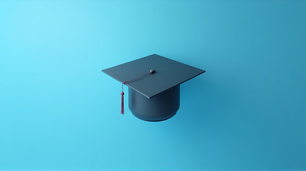 A minimalist graduation cap on a light blue background showcasing academic success and achievement