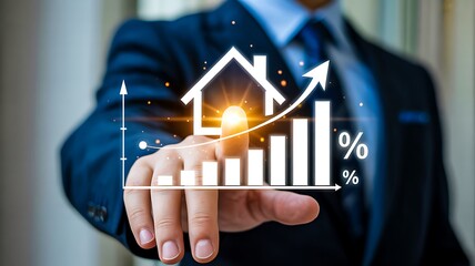 Real estate investment growth with rising property market and financial success concept
