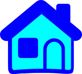 A simple, bold, flat vector icon of a house or residence 