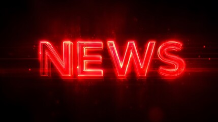 Glowing Red News Text on Dark Background for Broadcast Media