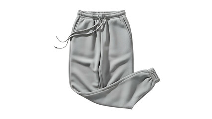 Solid gray athletic sweatpants are displayed against a stark black background