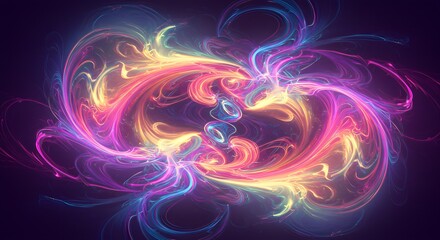 Ethereal Swirling Nebula of Vibrant Neon Light Trails and Cosmic Energy