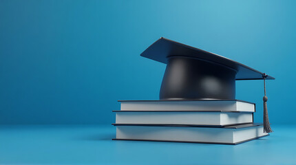 Graduation cap on books symbolizing academic achievement and success in education