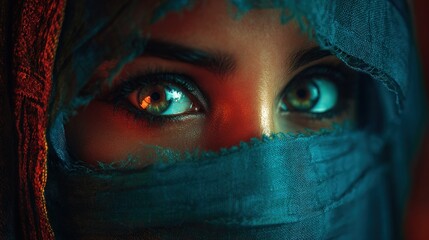 Naklejka premium Closeup eyes woman headscarf