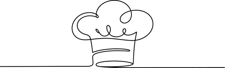 Continuous Line Chef Hat Illustration – Minimalist One Line Culinary Icon