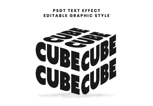 Black 3D Cube Text Effect Perspective Geometric Bold Font