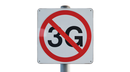 No 3G Network Sign Symbolizes Technology Transition and Obsolescence, Showing the Evolution of Wireless Communication and the End of an Era