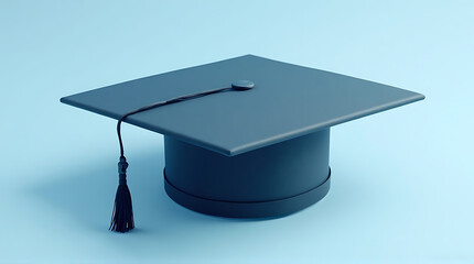 Graduation cap symbolizing academic achievement and educational success on light blue background