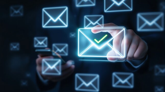 Email marketing strategy for business success and digital communication and online newsletter campaign growth - Powered by Adobe
