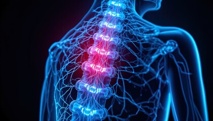 Explore detailed human anatomy with this spine illustration, perfect for medical research, educational resources, and healthcare marketing materials today