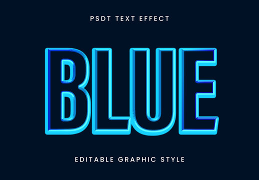Blue Outline Glow Text Effect Neon Bold Font