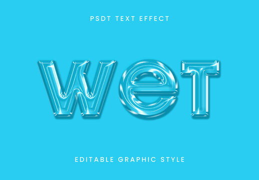 Transparent Glossy Water Text Effect Glass Reflection Font