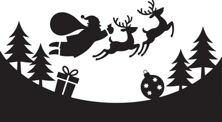 Running Santa Claus and Reindeers