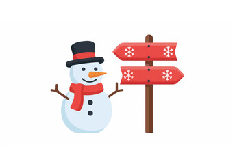 Snowman with direction board