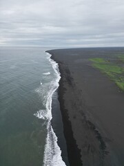 Aerial view of Iceland black sand beach