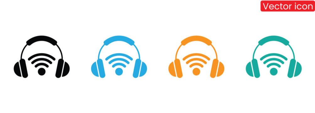 Vibrant headphones icon set for music lovers and audio pros,Headphones icons set. Customer service. Customer support. Design element suitable for website, print design or app. Vector illustration.