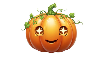 Brightly illuminated carved gourd features a whimsical, happy expression against a dark background