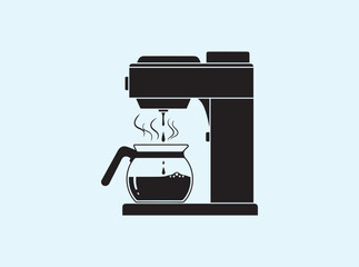 Black Line Art Coffee Maker Dripping Into a Pot
