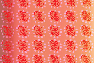 Abstract Red Swirls and Stars Pattern Design